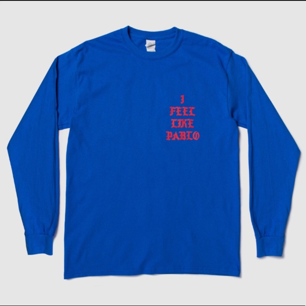 Royal Blue & Red Yeezy Long Sleeve Tee Sz S